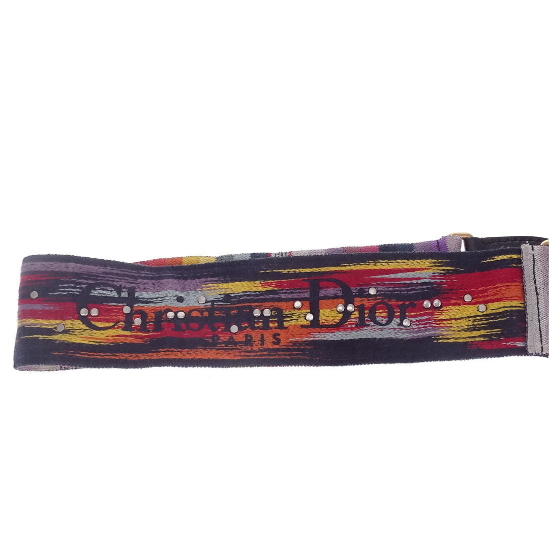 Dior Canvas Embroidered Studded Strap Multi Colour