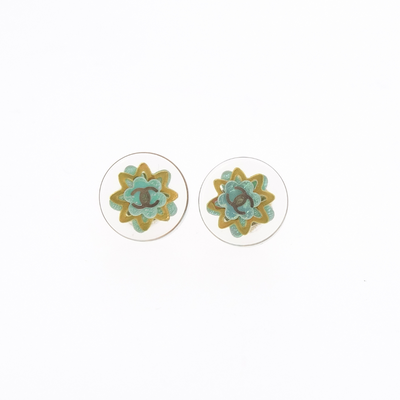 Chanel Paris Dubai Irredescent CC Resin Stud Earrings