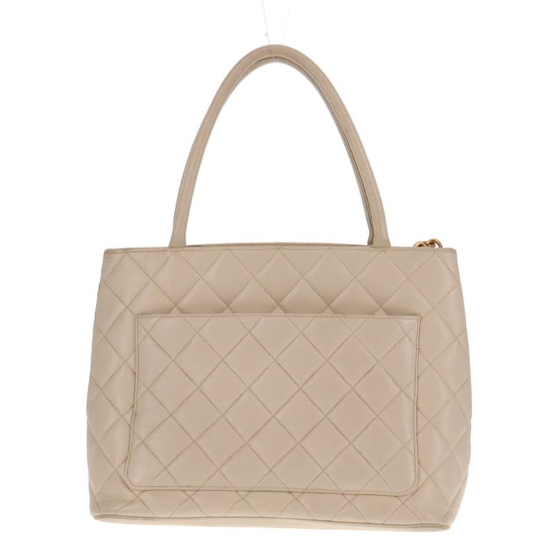 Chanel Vintage Caviar Ivory Medallion Tote