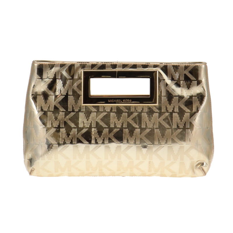 Michael Kors Gold Mirror Monogram Berkeley Clutch