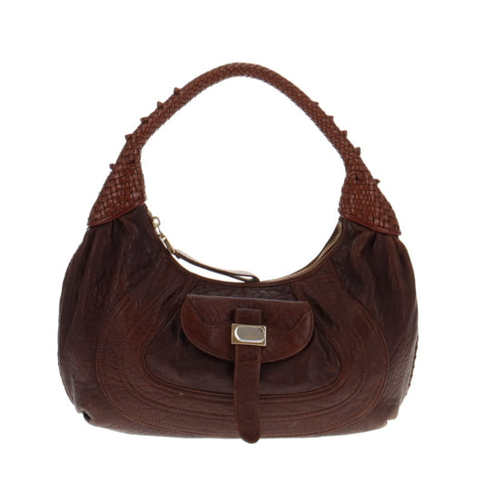 Fendi Vintage Brown Nappa Leather Spy Hobo Bag