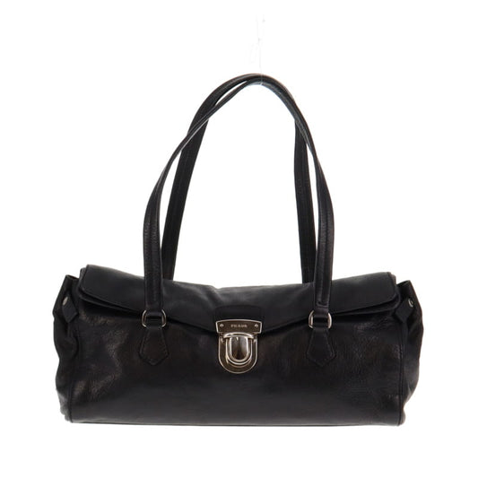Prada Black Calf Leather Easy Bag With Silver Hardware