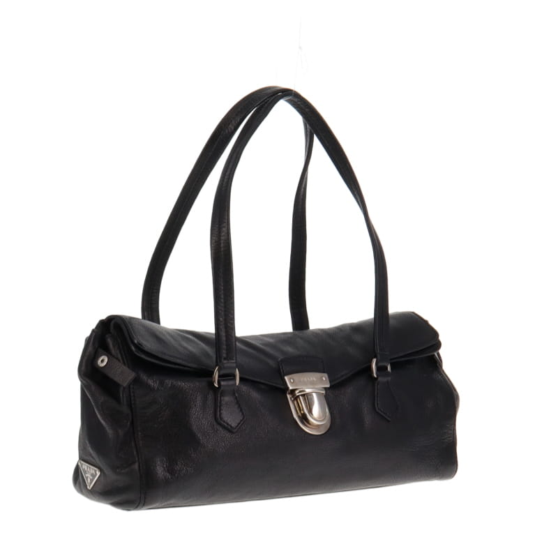 Prada Black Calf Leather Easy Bag With Silver Hardware