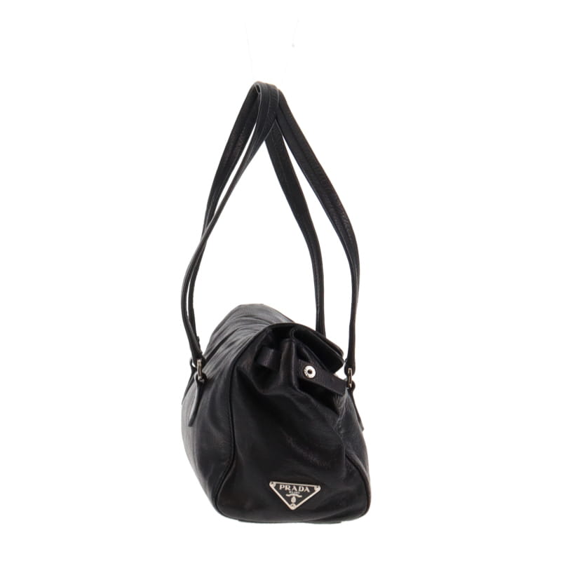 Prada Black Calf Leather Easy Bag With Silver Hardware