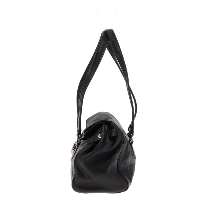 Prada Black Calf Leather Easy Bag With Silver Hardware