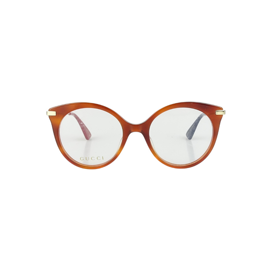 Gucci round tortoise shell gold arm glasses gg0109o