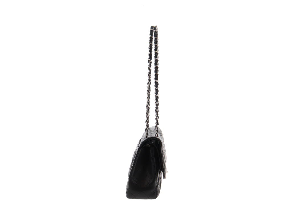CHANEL 2.55 Double Flap 9 Chain Shoulder Bag Black Lambskin Quilt g72 –  hannari-shop