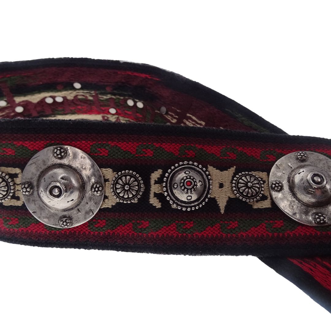 Dior Green/Red Tone Embroidered Studded Shoulder Strap