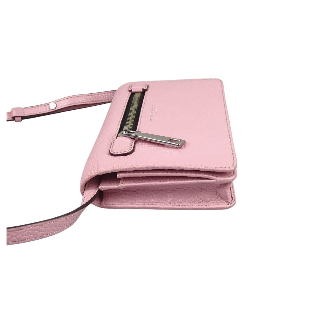 Marc Jacobs Gotham Pebbled Leather Soft Pink Wallet On Strap Bags Marc Jacobs 