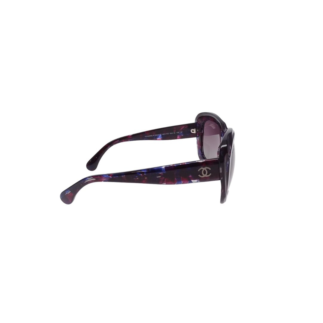 Chanel Tweed Effect Polarized Sunglasses Purple Hue