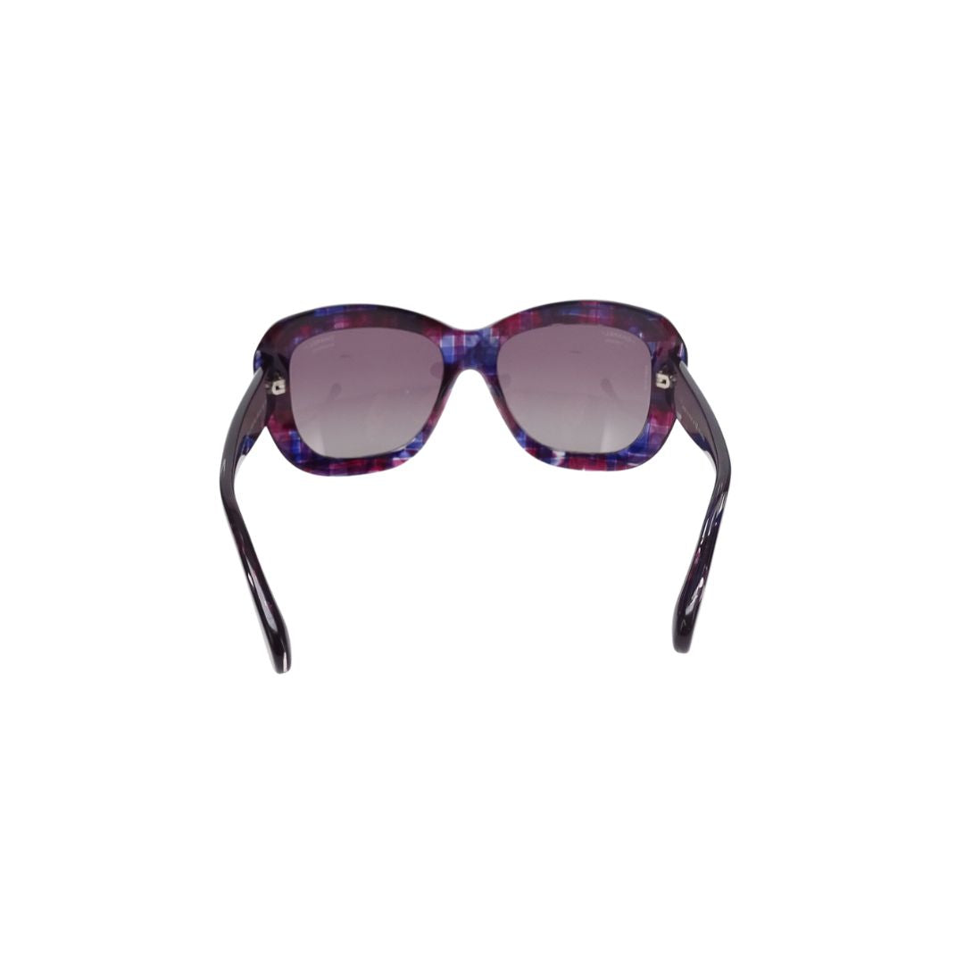 Chanel Tweed Effect Polarized Sunglasses Purple Hue