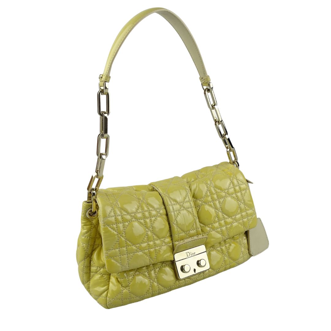 Dior New Lock Yellow Patent Cannage Shoulder Bag Bags Dior 