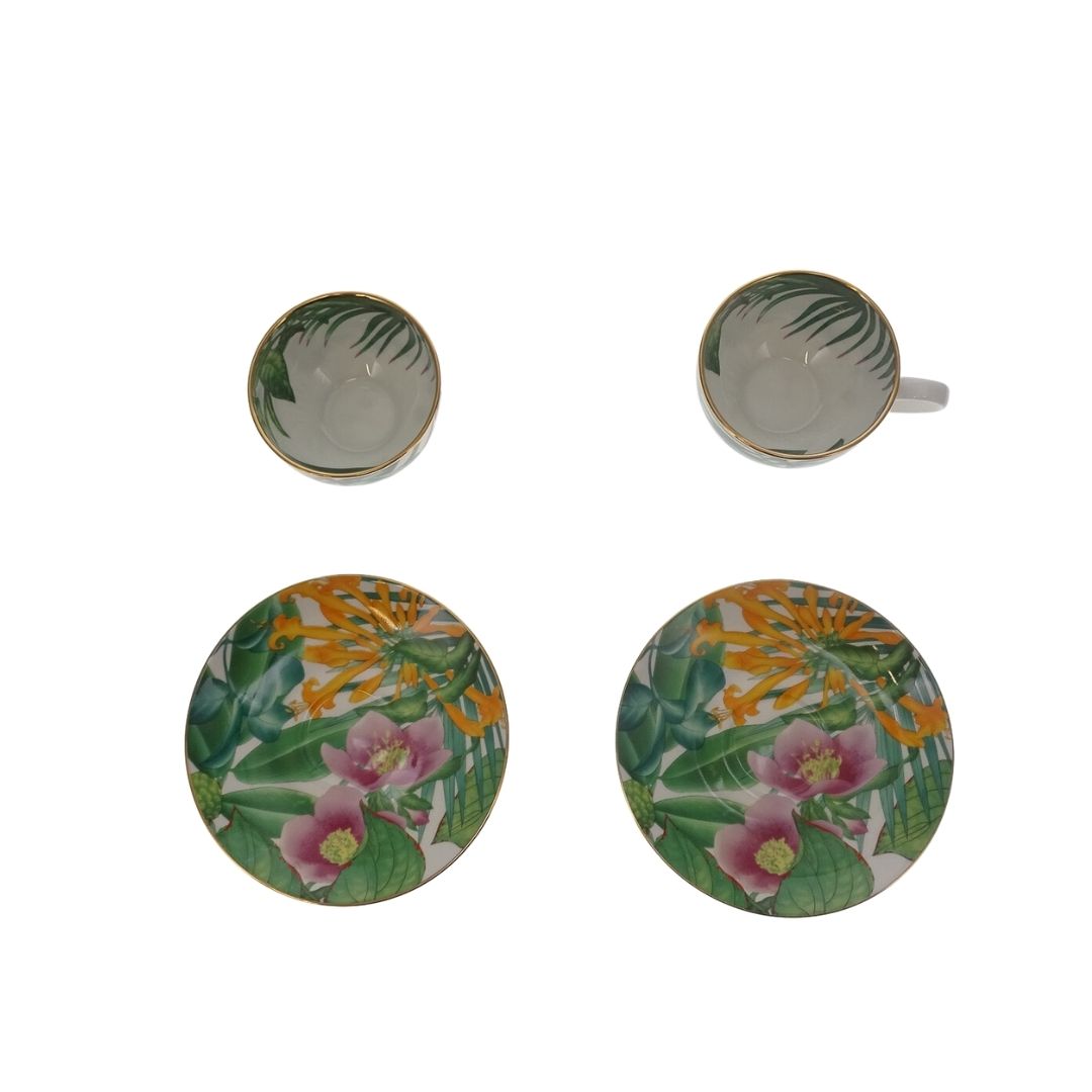 Hermes Passifolia Breakfast Cup & Saucer Set Of 2