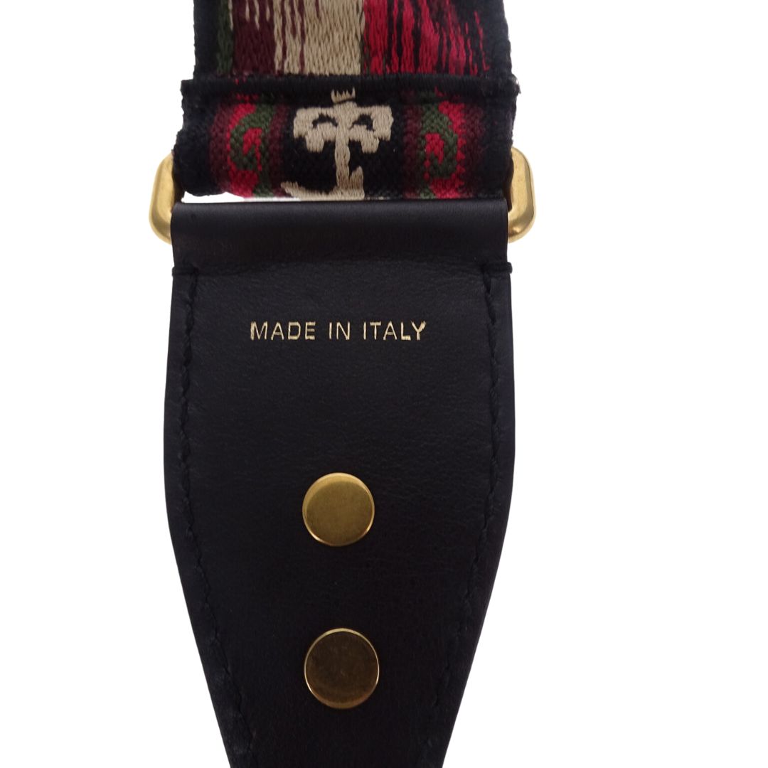 Dior Green/Red Tone Embroidered Studded Shoulder Strap