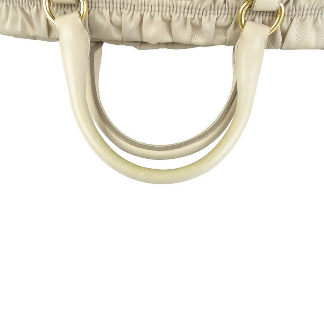 Prada Light Beige Nylon Gauffre Zipped Bag With Shoulder Strap Bags Prada 