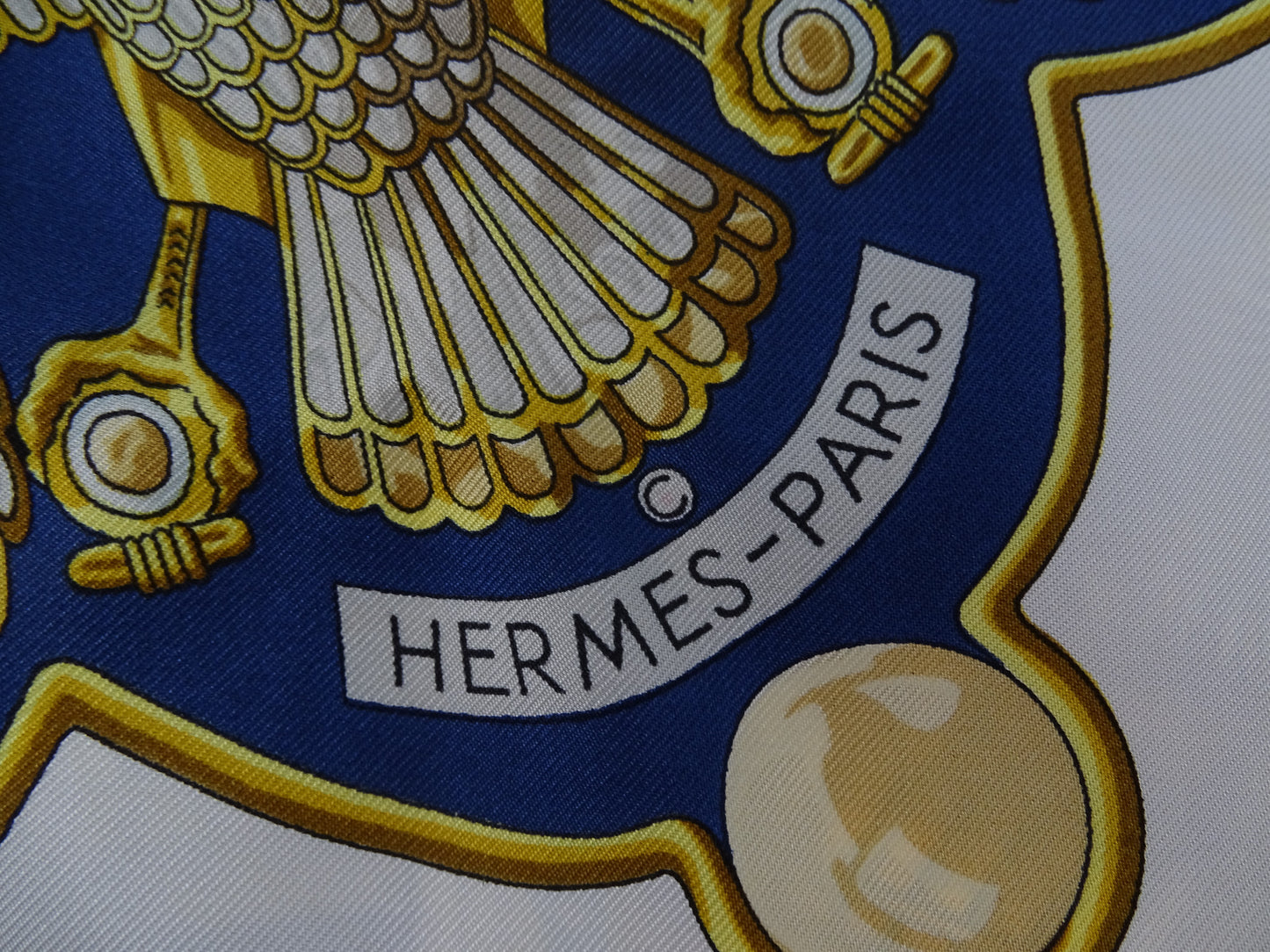 Hermes 100% Silk Navy and White Egypte 90x90cm Scarf