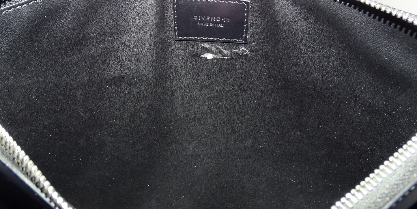 Givenchy Star Print Black Leather Clutch