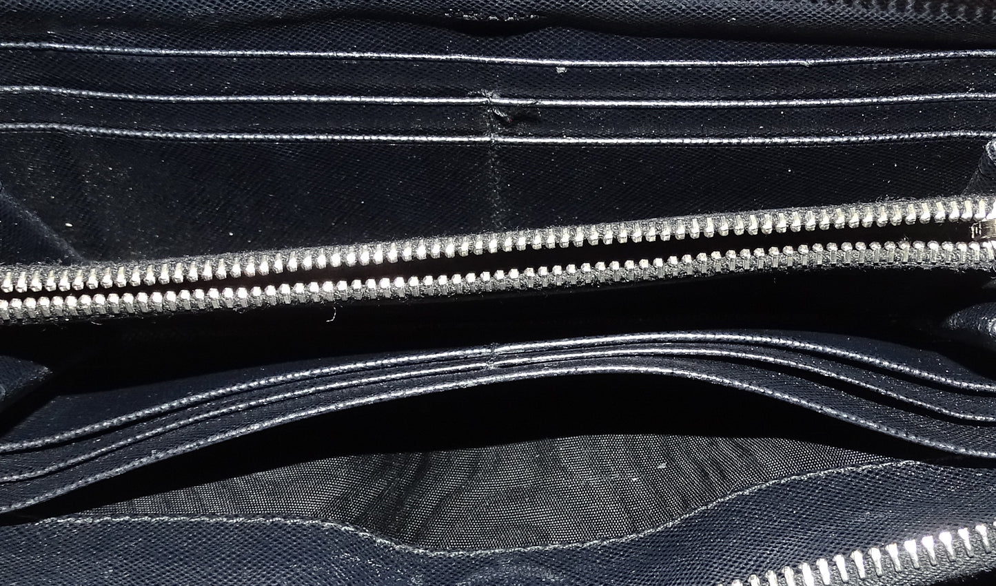 Prada Tessuto Black Long Zip Around Wallet
