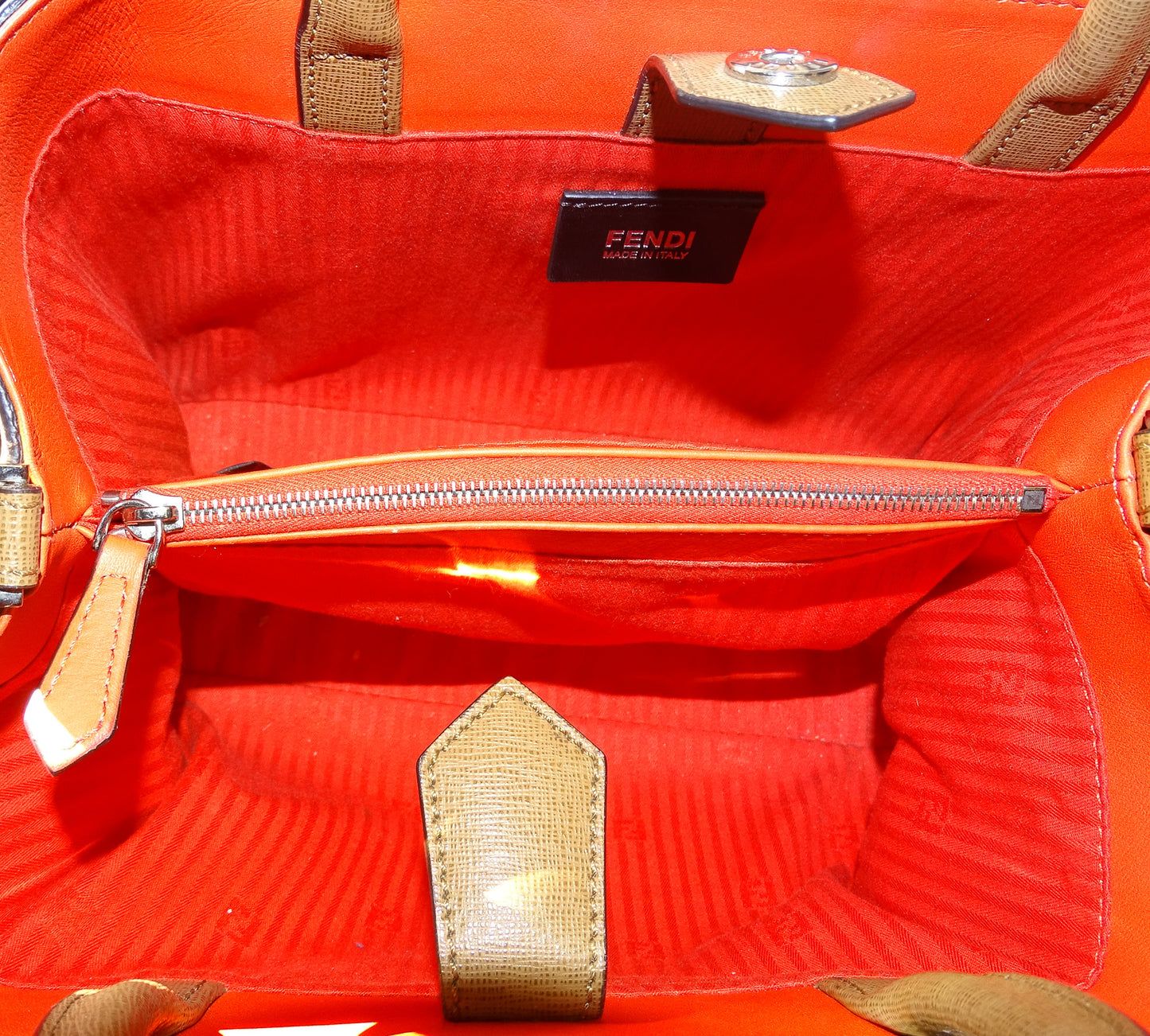 Fendi Tan Leather With Orange Interior Petite 2Jour