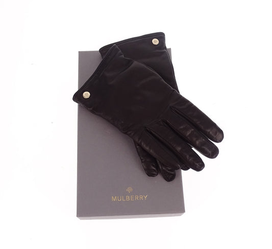 Mulberry Black Leather Gloves 7.5