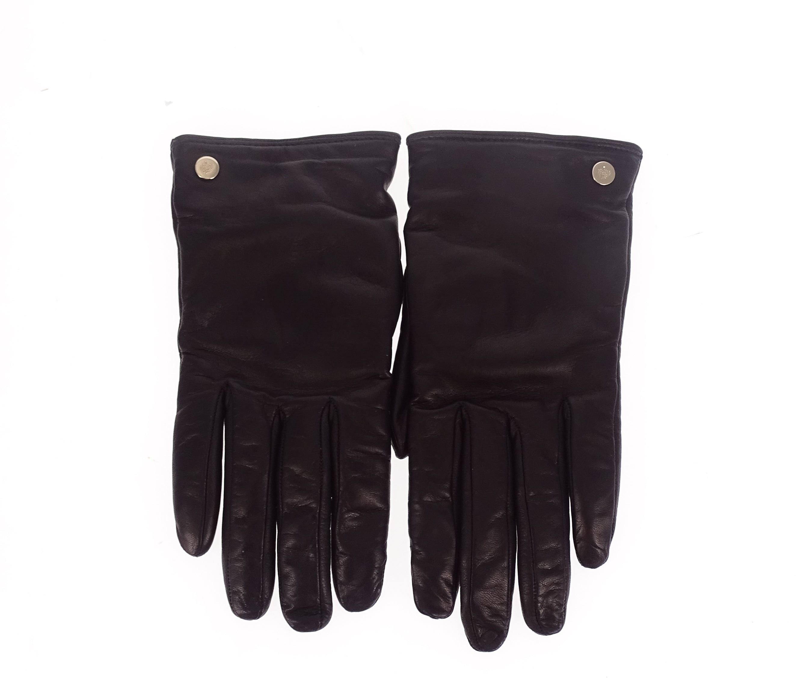 Mulberry Black Leather Gloves 7.5 Designer Exchange Ltd