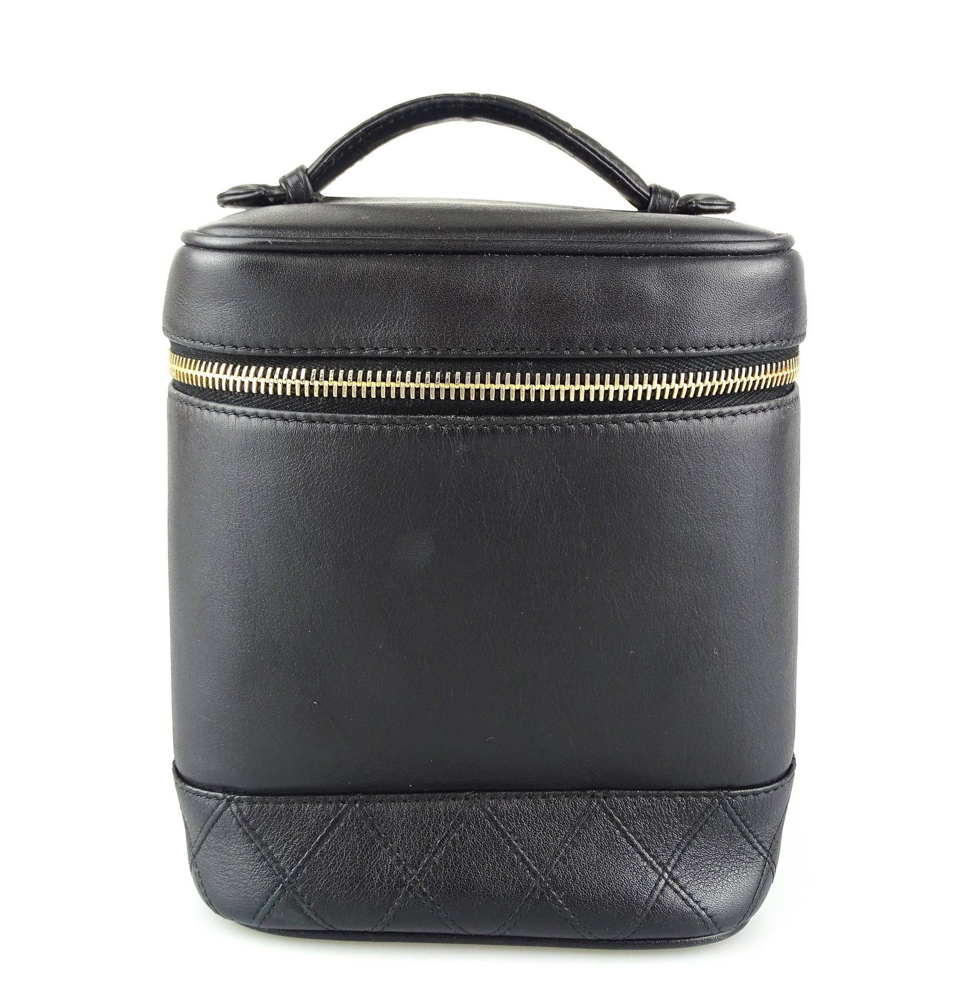 Chanel Vintage Black Lambskin Cosmetic Bag Bags Chanel 