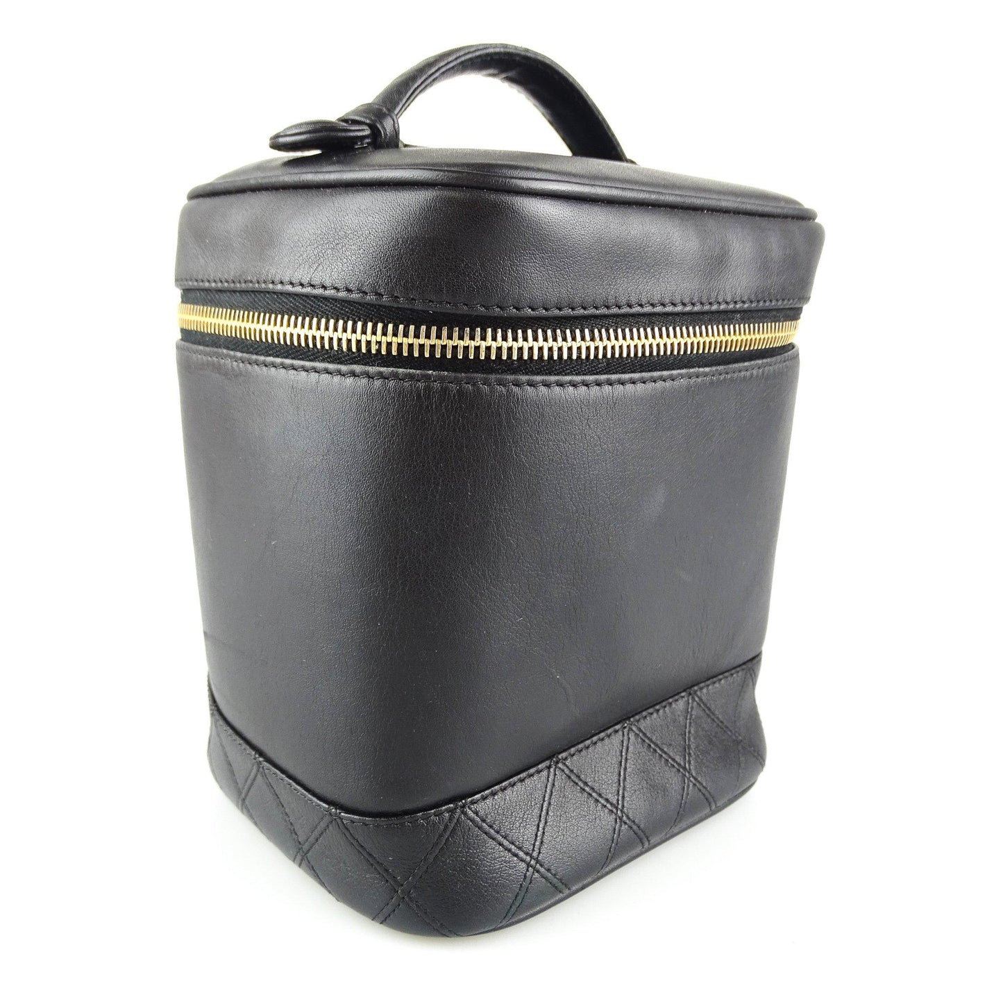 Chanel Vintage Black Lambskin Cosmetic Bag Bags Chanel 