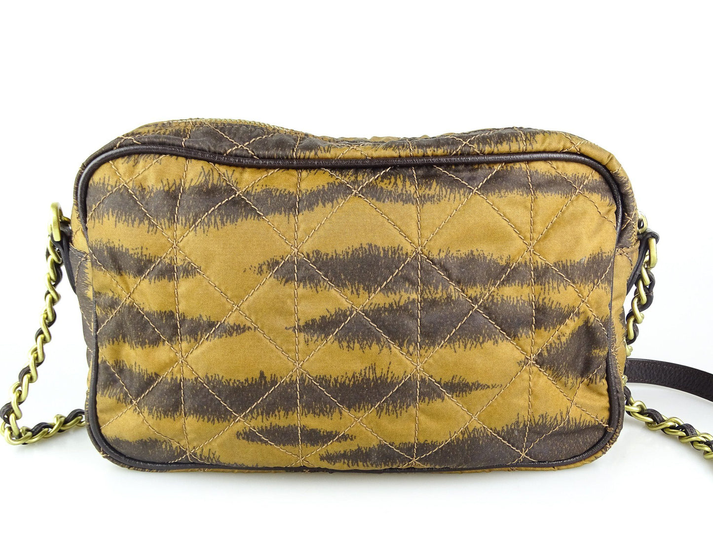 Mulberry Rosie Zipped Satchel Camera Bag in Tiger Print Oak Quilted Nylon & Calfskin Bags Mulberry 
