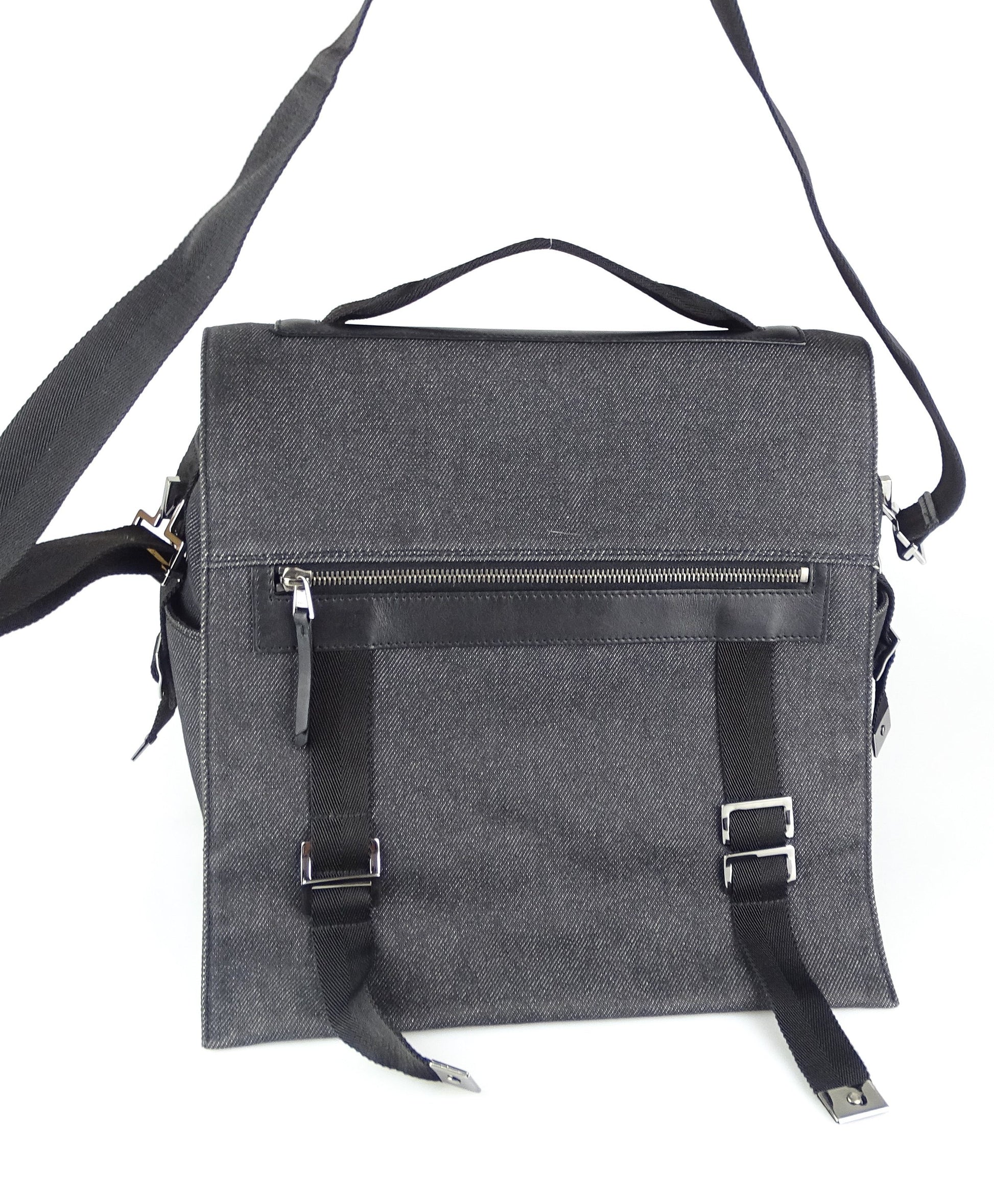 Gucci Canvas And Leather Grey Messenger Bag Bags Gucci 