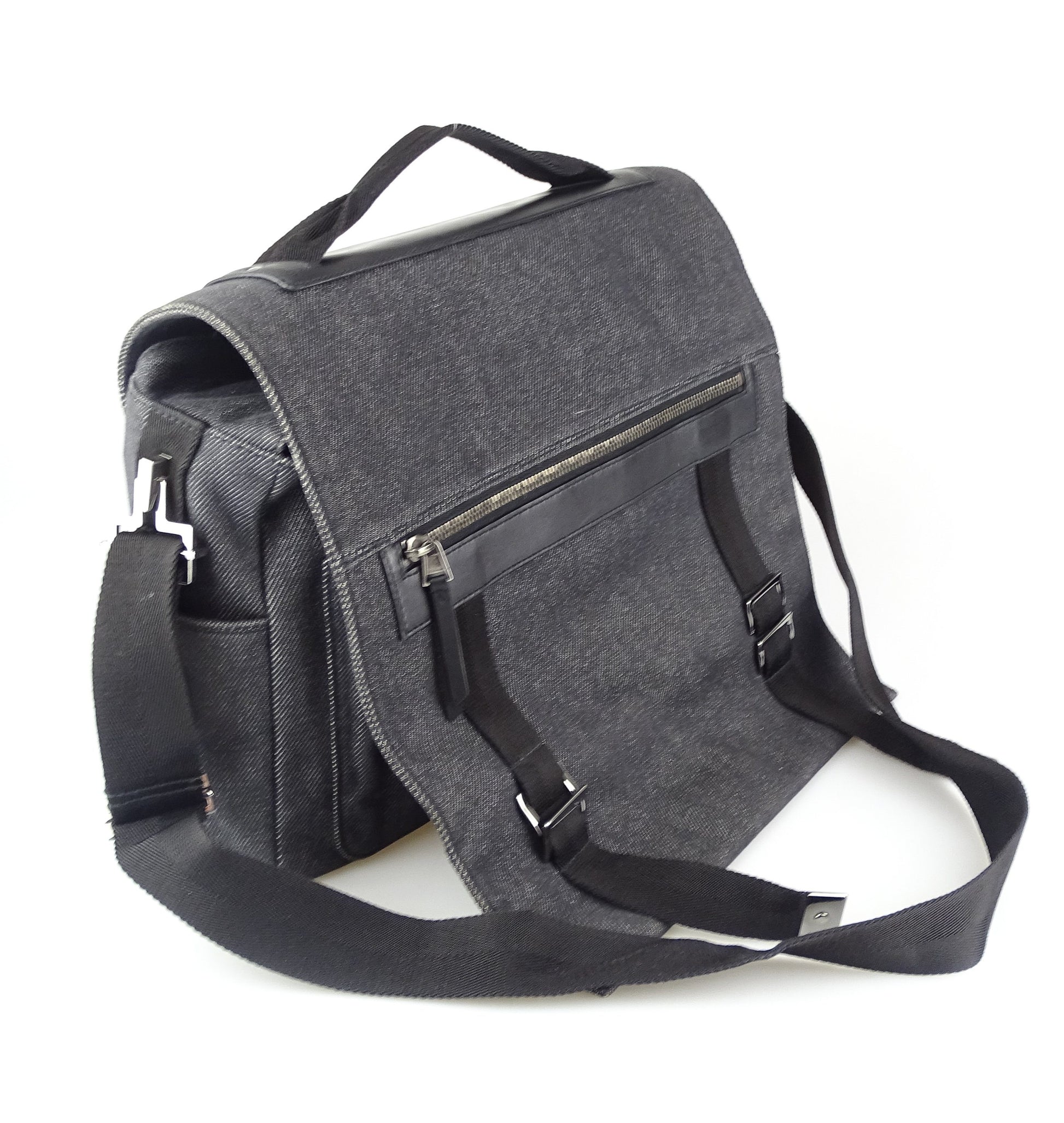 Gucci Canvas And Leather Grey Messenger Bag Bags Gucci 