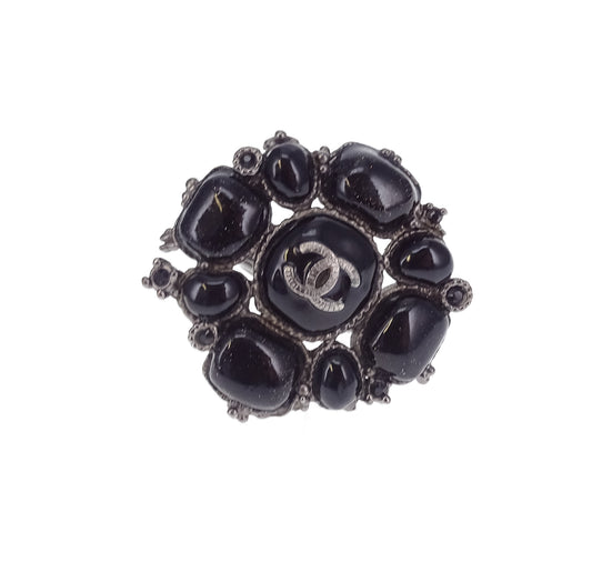 Chanel Black Costume Onyx Cocktail Ring Small (Size 53)
