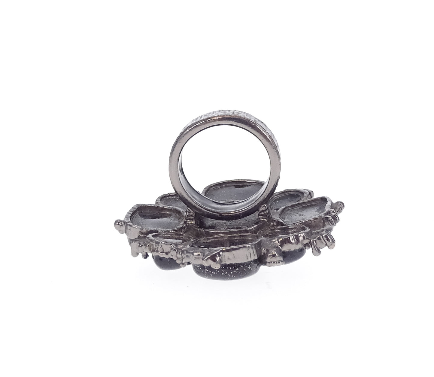 Chanel Black Costume Onyx Cocktail Ring Small