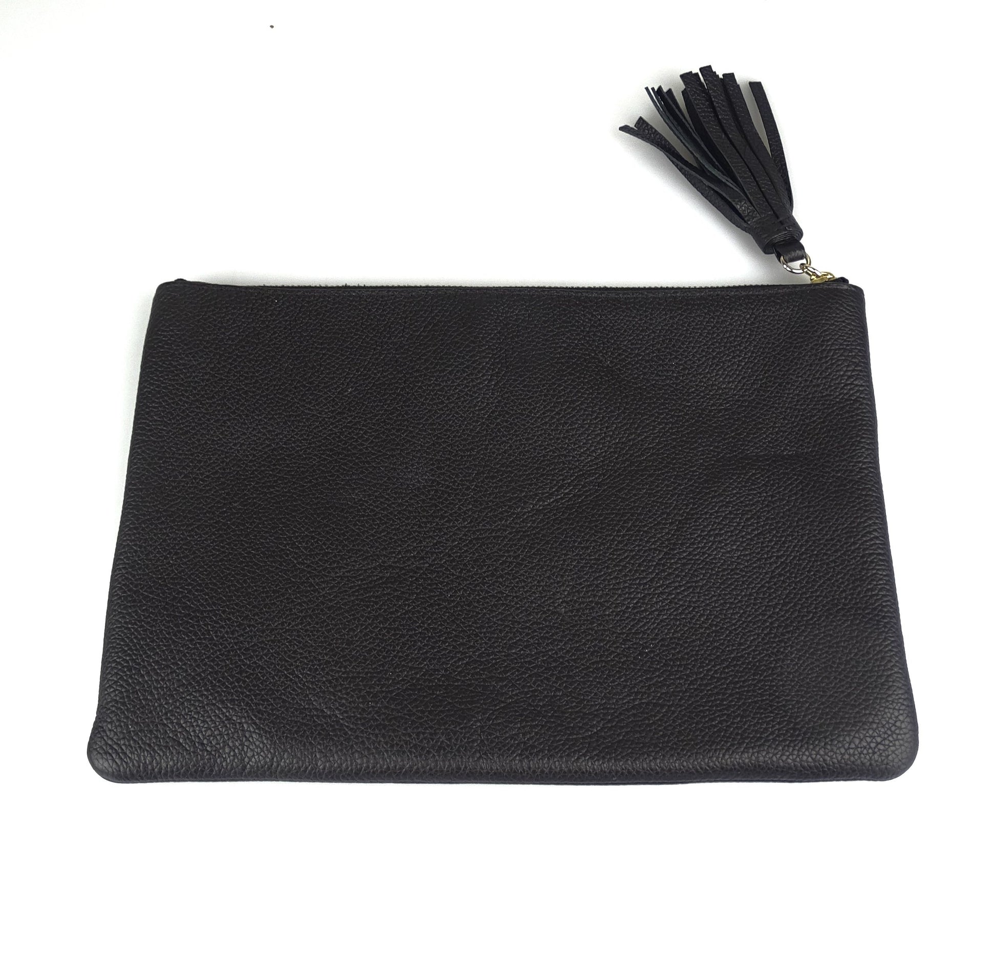 Kate Spade Black Leather Logo Embossed Pouch With Tassel Wallets Kate Spade 