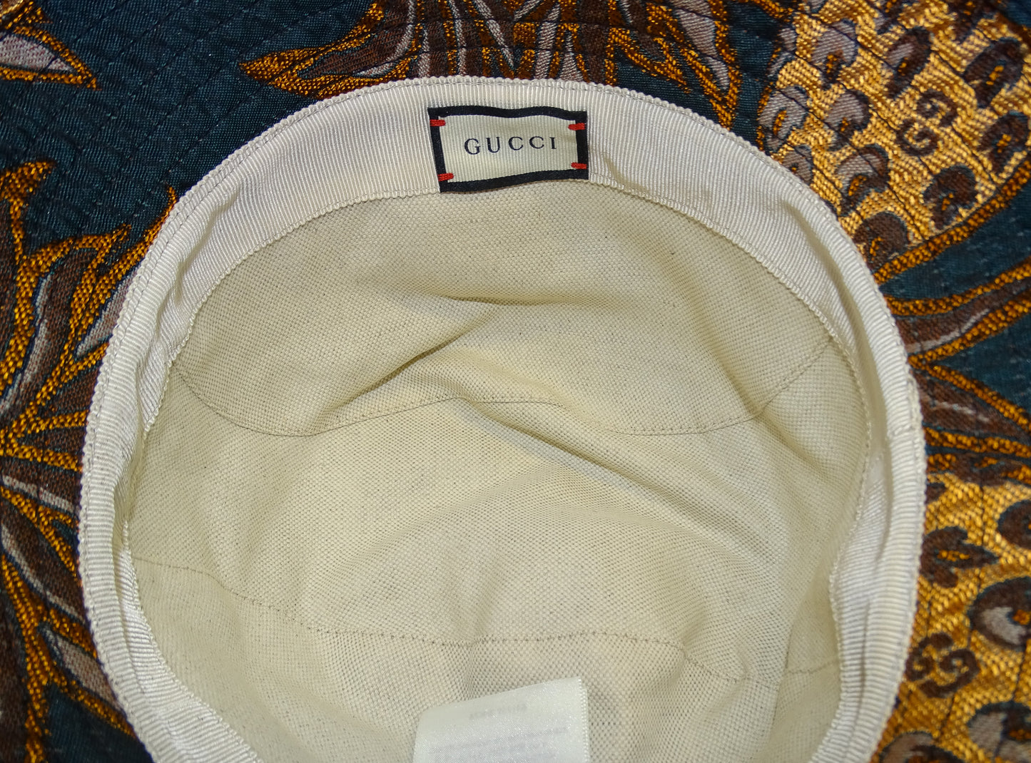 Gucci Metallic Pineapple Jacquard Bucket Hat (L)