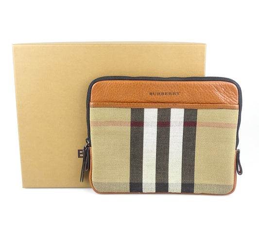 Burberry Zipped Pouch Canvas & Leather Bags Burberry 