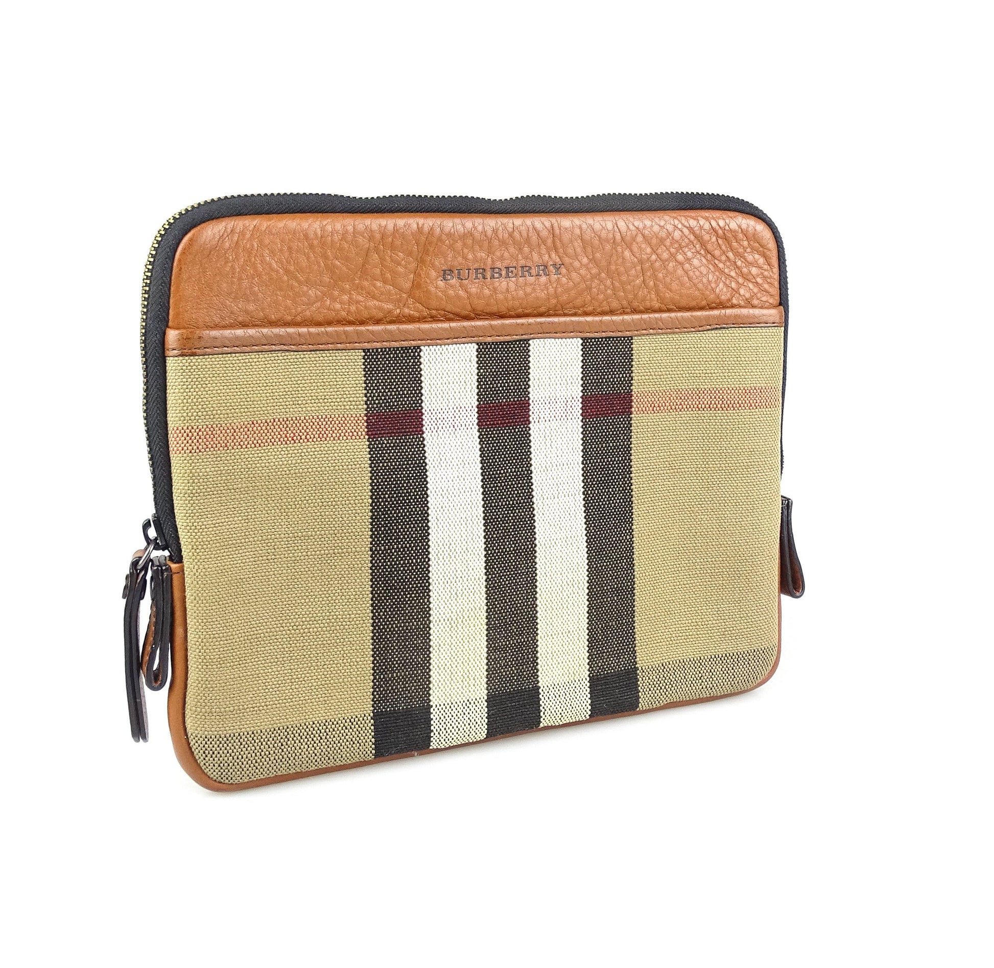 Burberry Zipped Pouch Canvas & Leather Bags Burberry 