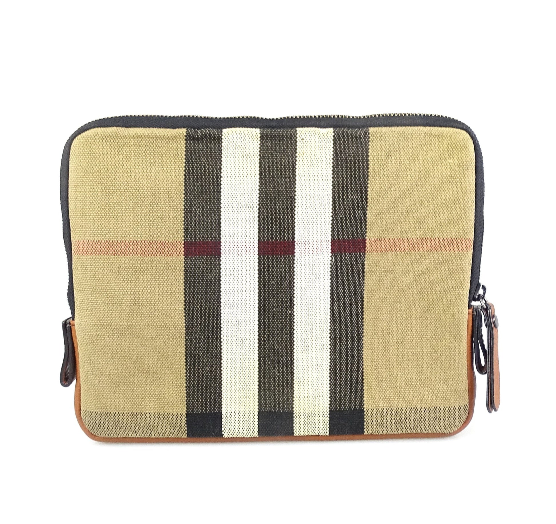 Burberry Zipped Pouch Canvas & Leather Bags Burberry 