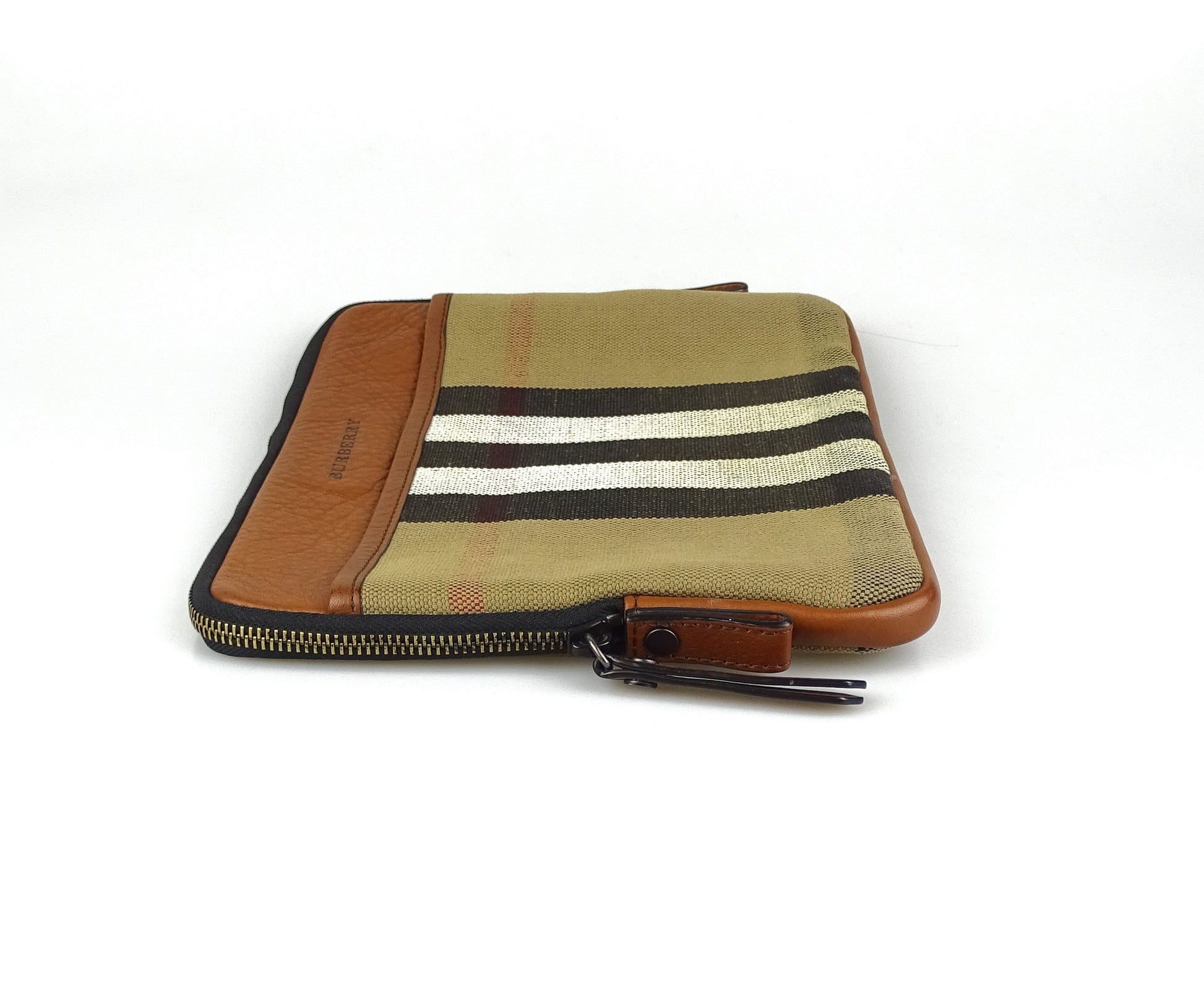 Burberry Zipped Pouch Canvas & Leather Bags Burberry 