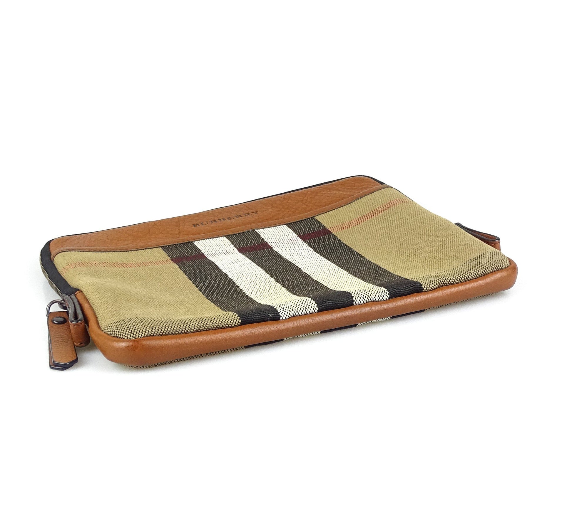 Burberry Zipped Pouch Canvas & Leather Bags Burberry 