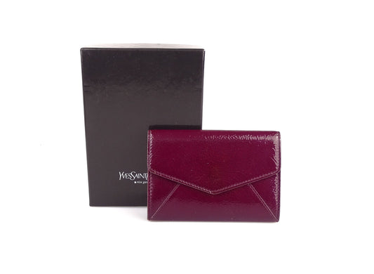 Yves Saint Laurent Purple Patent Leather Card Holder Wallets Saint Laurent 