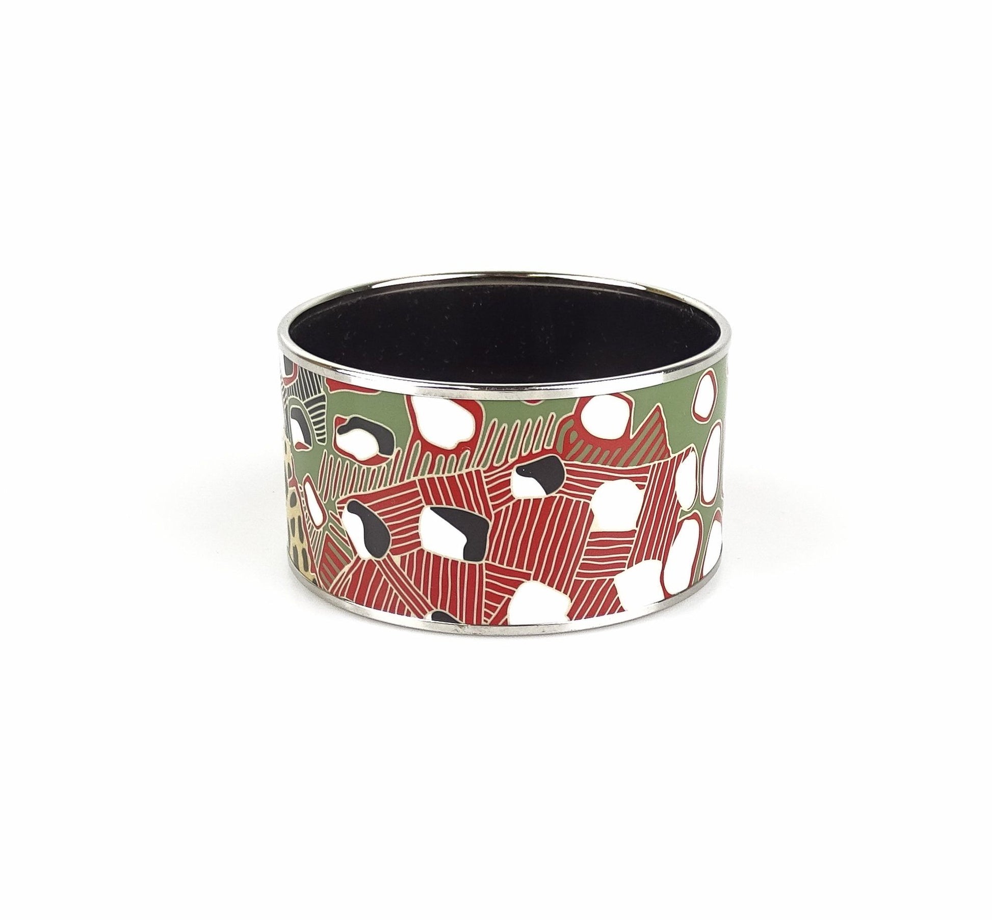 Hermes Extra Wide Enamel Bangle Leopard Detail 65mm Jewellery Hermes 
