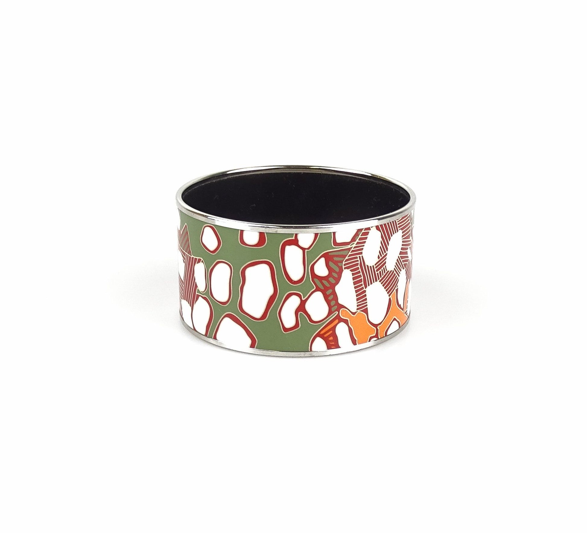Hermes Extra Wide Enamel Bangle Leopard Detail 65mm Jewellery Hermes 