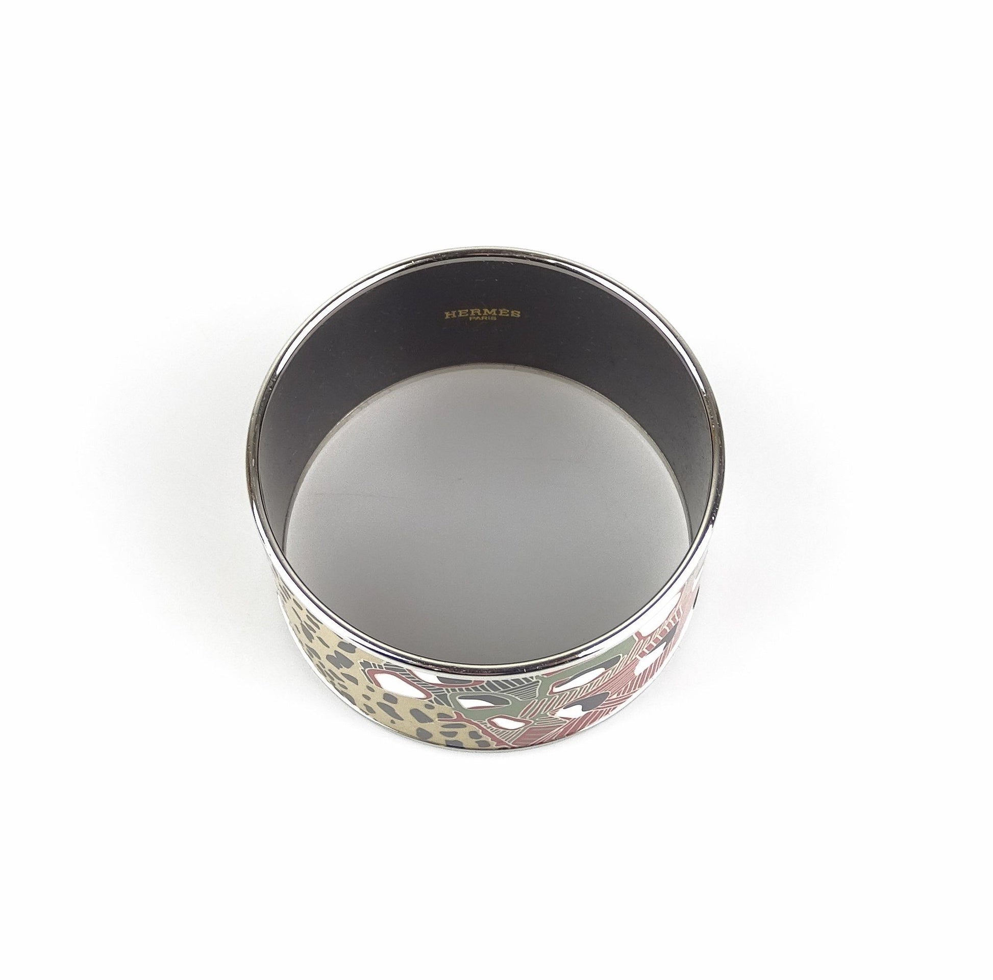 Hermes Extra Wide Enamel Bangle Leopard Detail 65mm Jewellery Hermes 