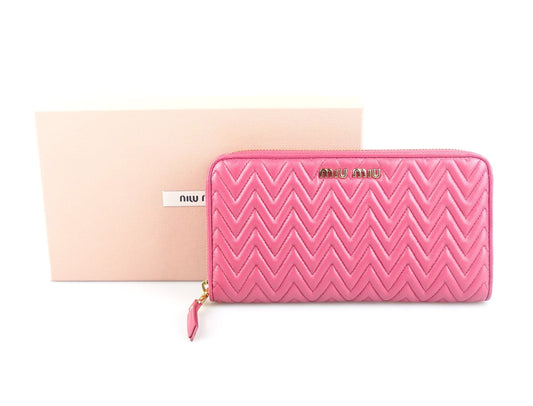 Miu Miu Peony Nappa Impunture Zip Around Wallet Wallets Miu Miu 