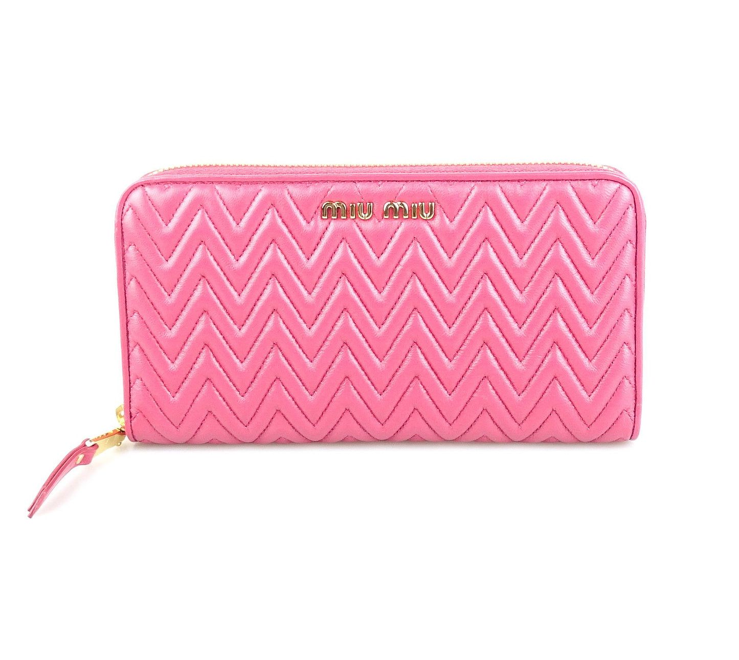 Miu Miu Peony Nappa Impunture Zip Around Wallet Wallets Miu Miu 