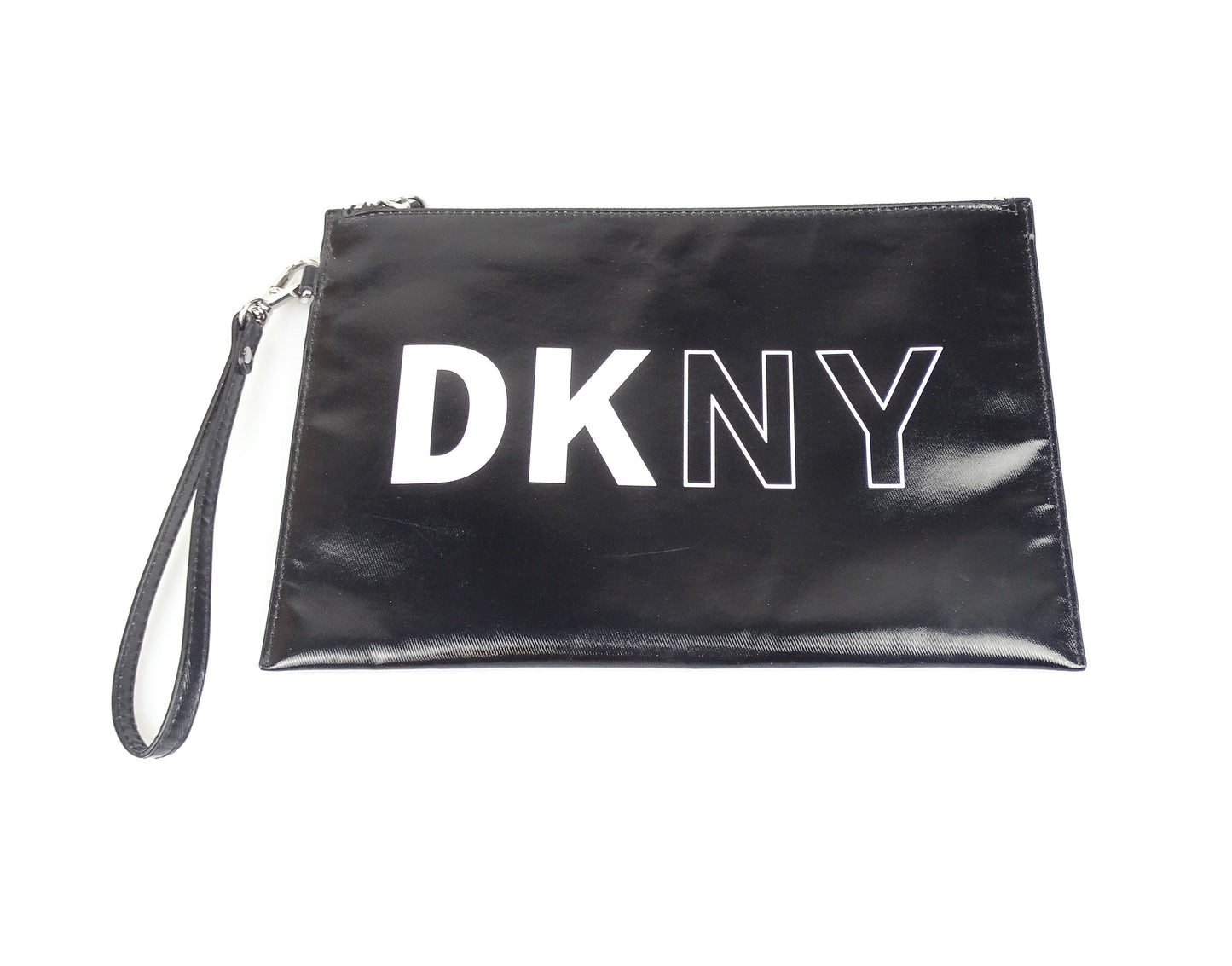 DKNY Black Logo PVC Zipped Wristlet Bags DKNY 