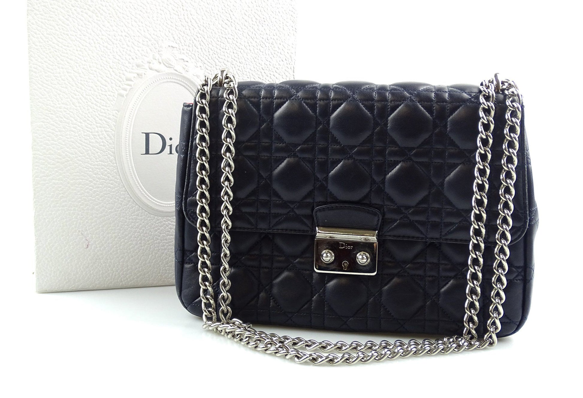 Dior Cannage Large Navy Miss Dior Flap Chain Bag Bags Dior 