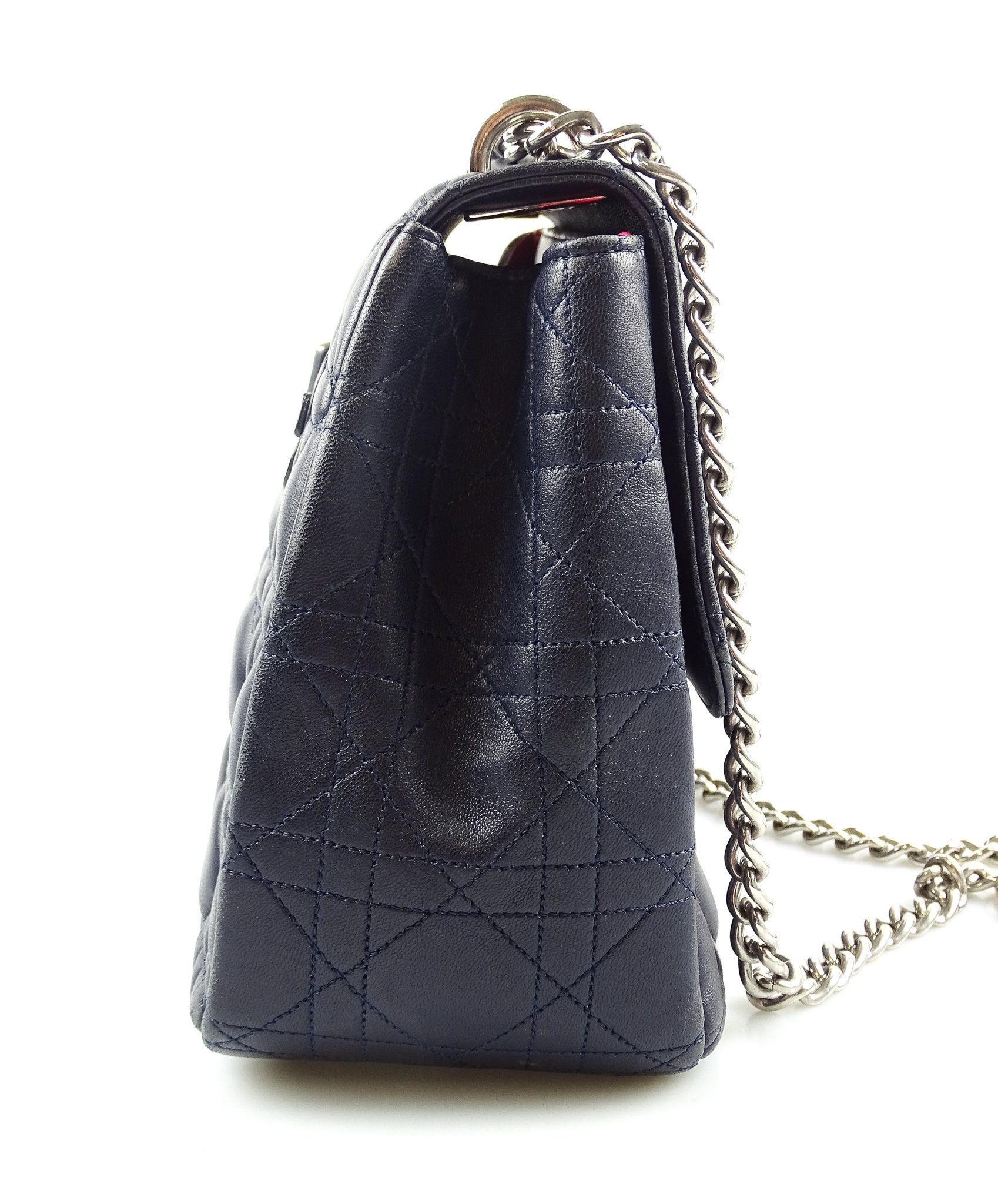 Dior - Dioraddict Cannage Lambskin Chain Flap Bag Navy Blue