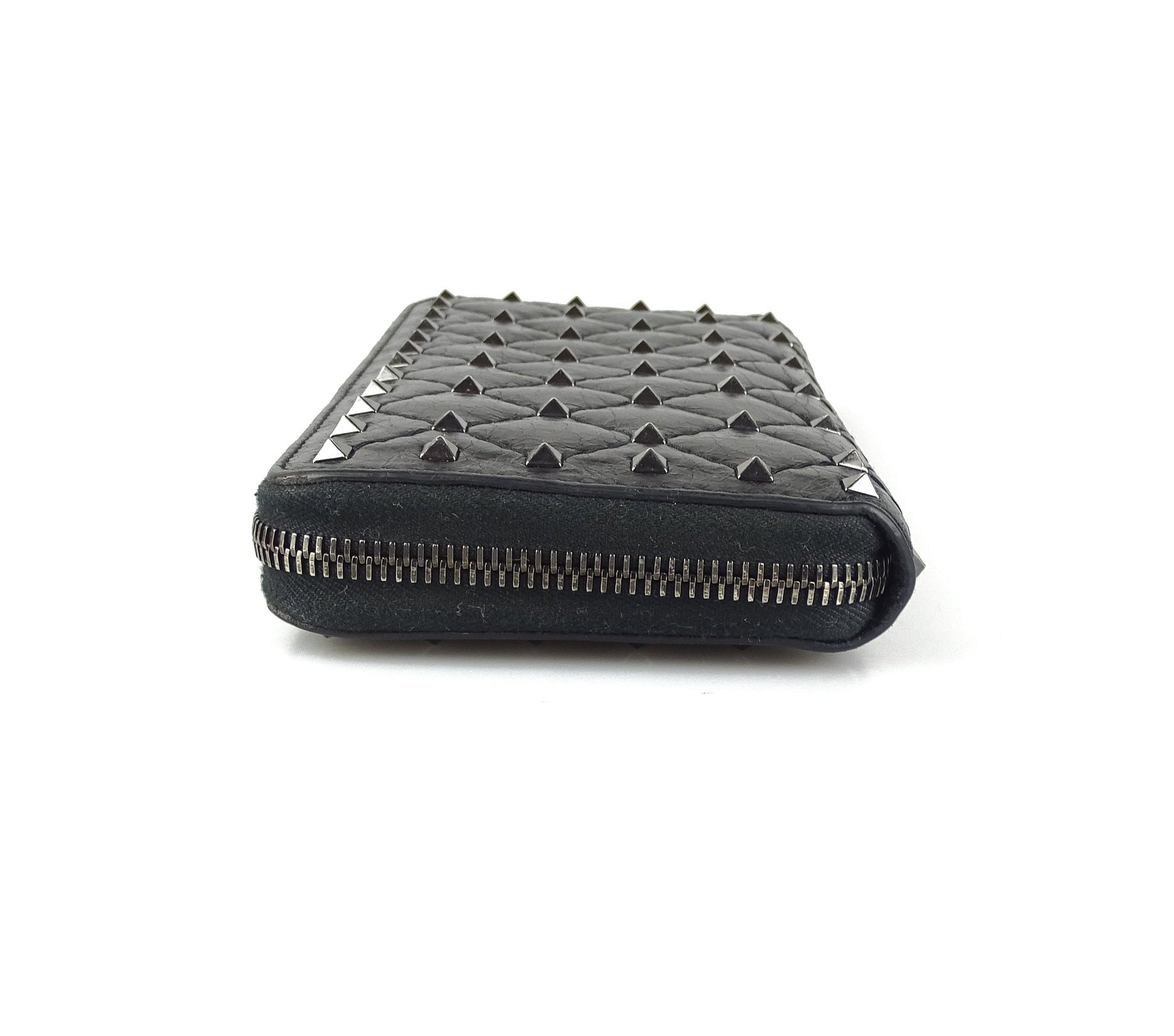 Valentino Aged Calfskin Rockstud Zip Wallet Wallets Valentino 