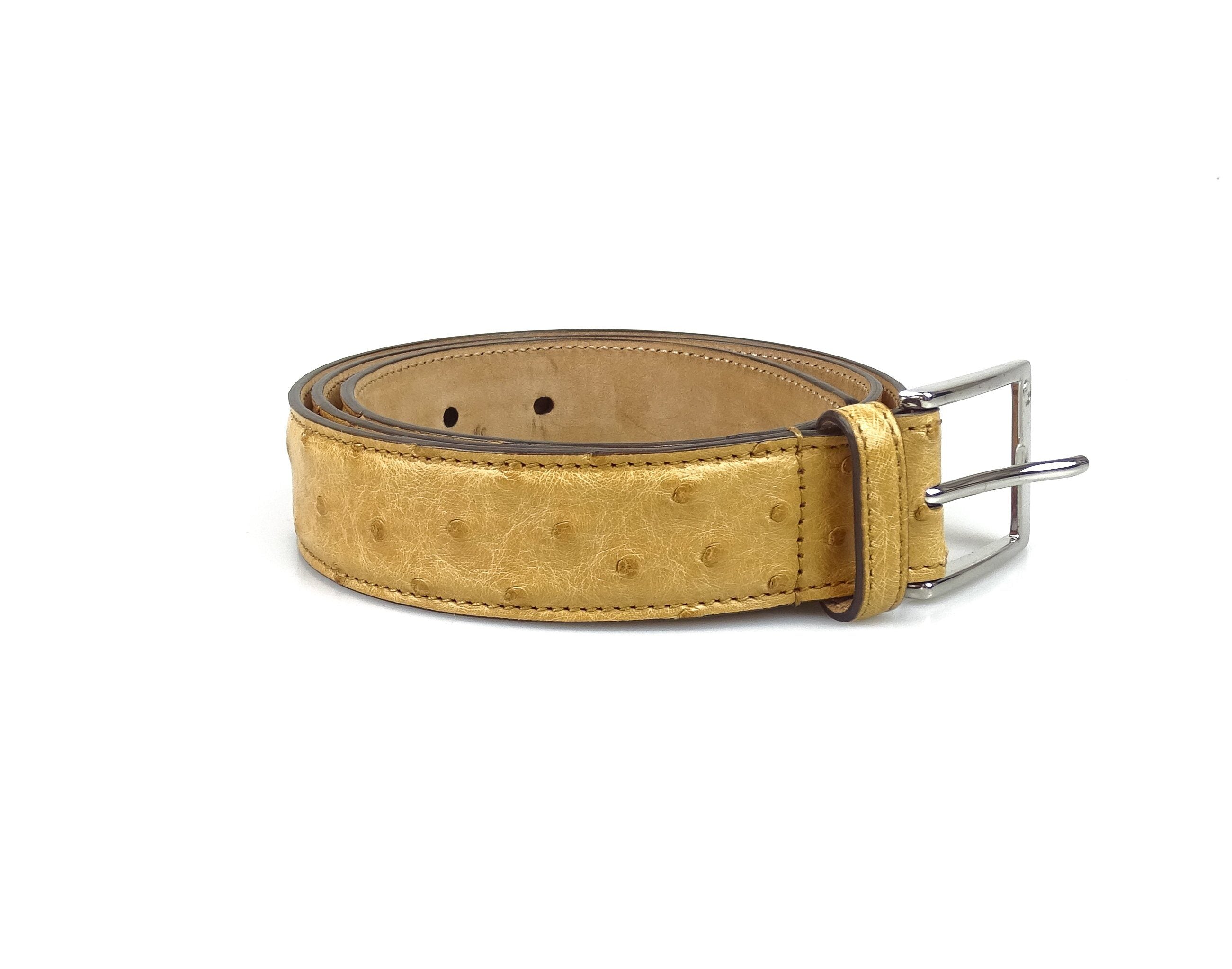 Mens ostrich on sale belt